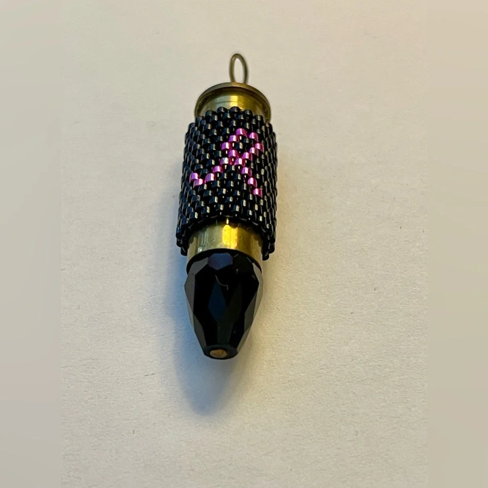 Cancer Awareness Black and Pink Beaded Pendant - Picture 5 of 9